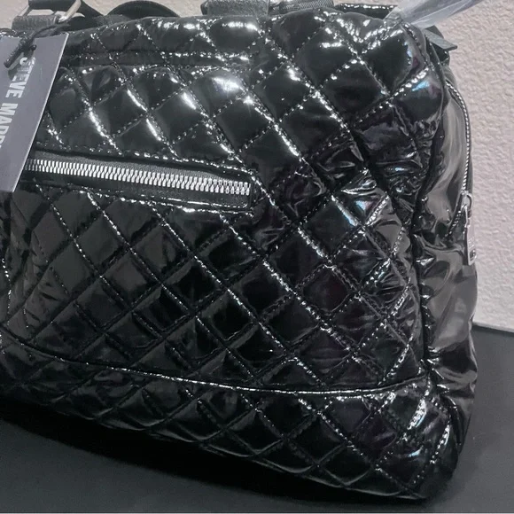 Steve Madden Weekender Black Patent Faux Leather Bag NWT - Picture 4 of 8